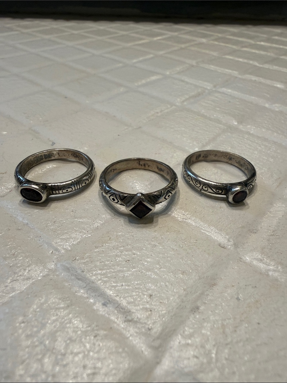 Brighton Sterling-Style Garnet Stackable Ring Set in Red - Picture 2 of 3